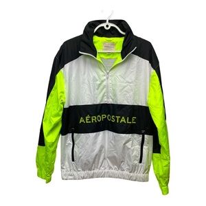 Aeropostale Black and Neon Green Windbreaker